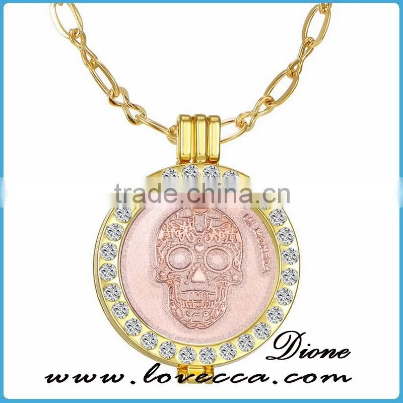 DIY Rose Gold Pendant Coin Disc 33MM Skull Coin Necklace Accessories gifts