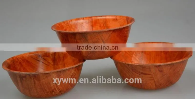 Round woven wooden salad bowl set with 10 sizes