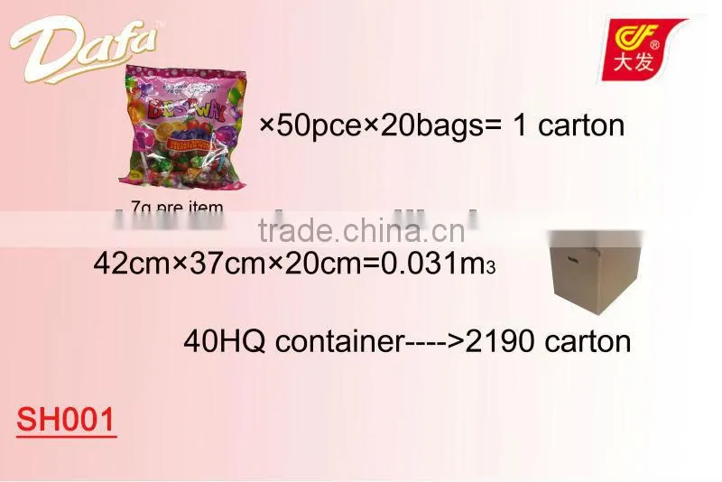 Dafa assorted fruit flavors whistle lollipop