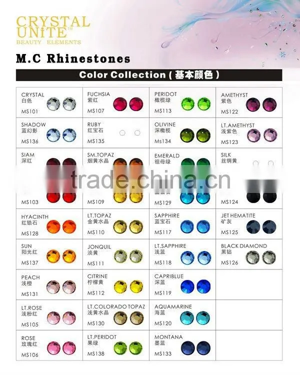 UNITE Flat back rhinestones Topaz AB