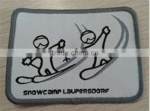 high quality overlocking embroidered woven patch/badge