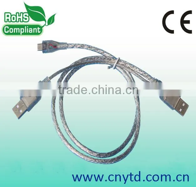 Different styles v2.0 usb cable usb splitter cable 2 female 1 male
