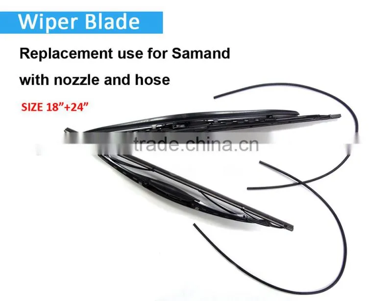 Car wiper blade with spray nozzle for Samand