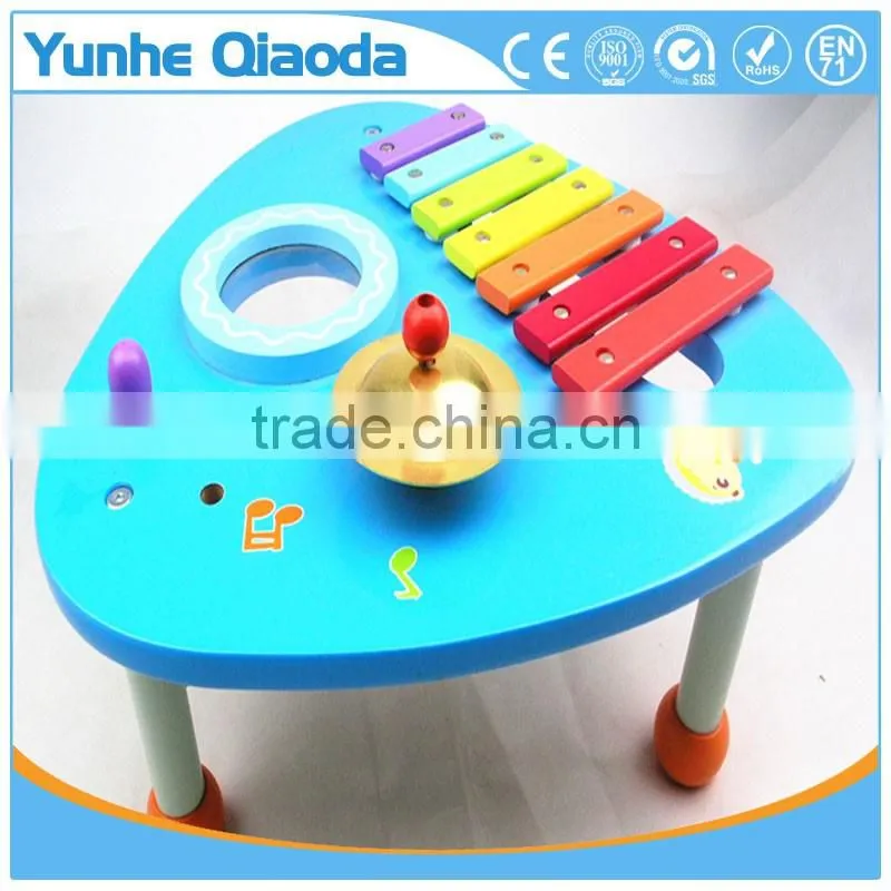 wooden musical percussion instruments blue triangle table xylophone drum symbol Noisy /educational wooden toy/