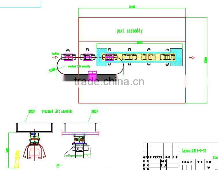 Tour bus car manufacturing assembly line