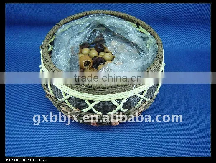 Brown round paper rope woven iron frame sundries storage box