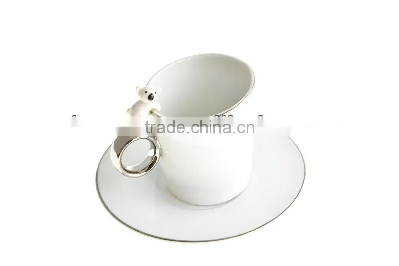 China Supplier Porcelain Simple And Modern Style White Mug And Saucer 2setsWS190-3150-1464B 2/s