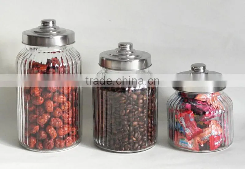 clear cylinder glass jar with tin lid for candy