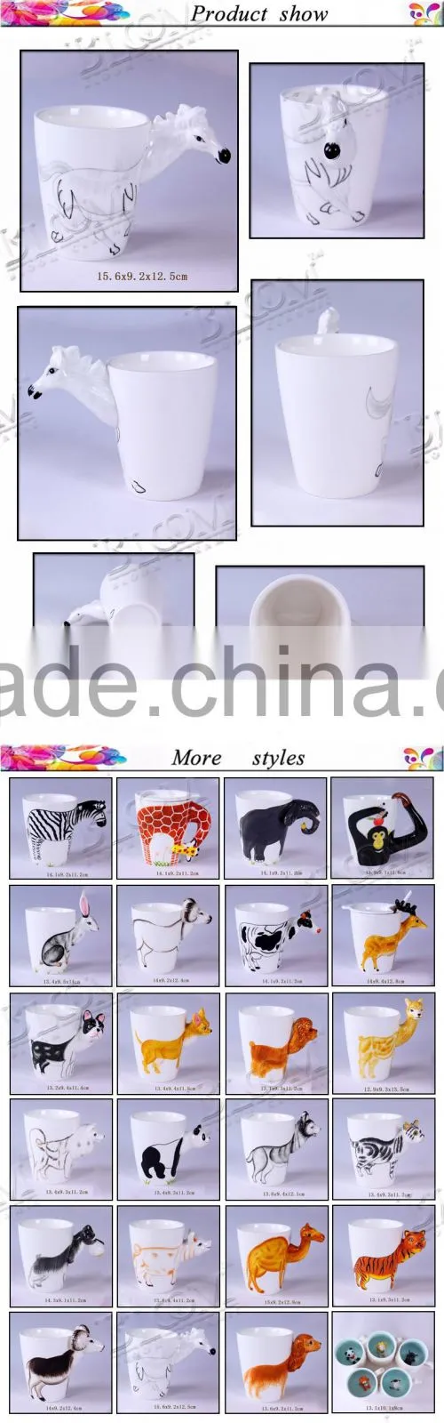 modern simple ceramic horse animal white coffee mug