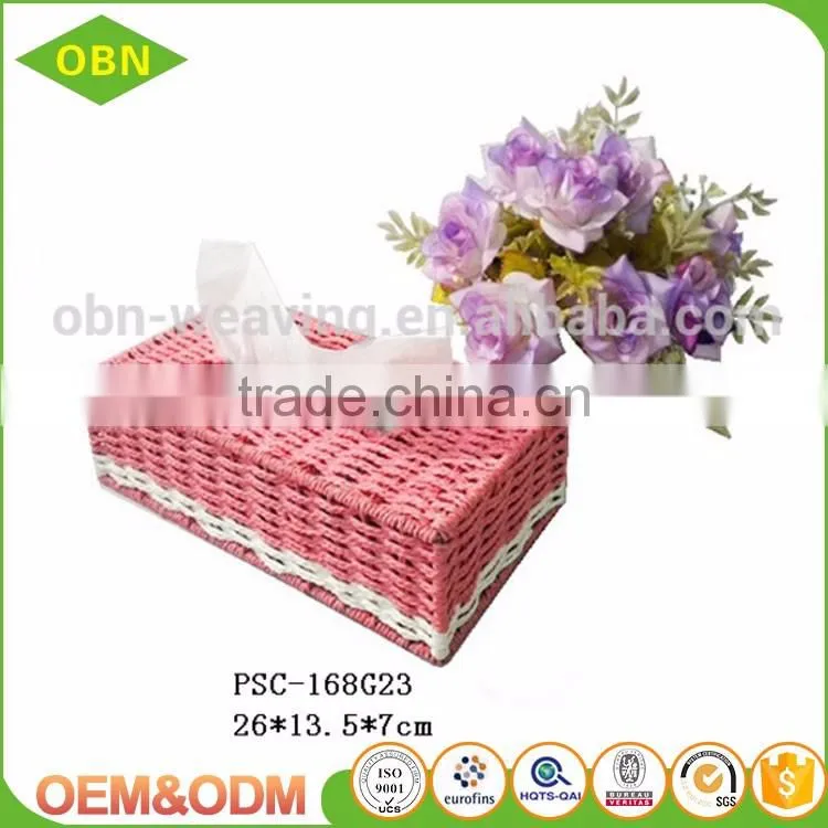 Custom eco-friendly material cheap decorative paper rope hand woven paper tissue napkin holder