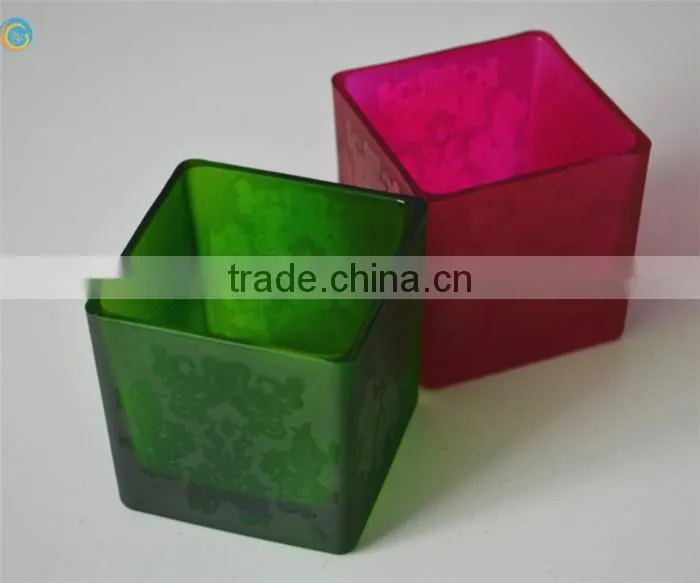 cheap square glass candleholder for wax