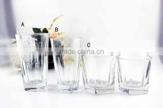 hot selling different size transperant water glass cup