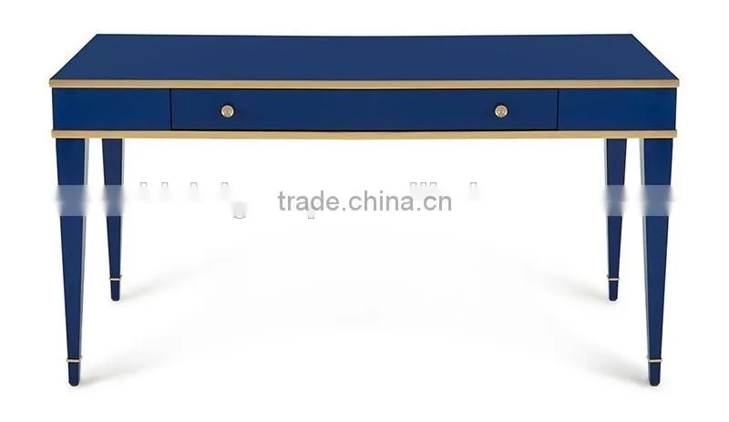 Exquisite Classic Italian Style Royal Blue Office Writing Desk with Golden Trim BF11-08303e