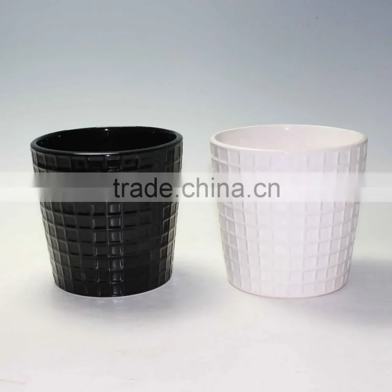 White Ceramic Textured Flower Planter Pots