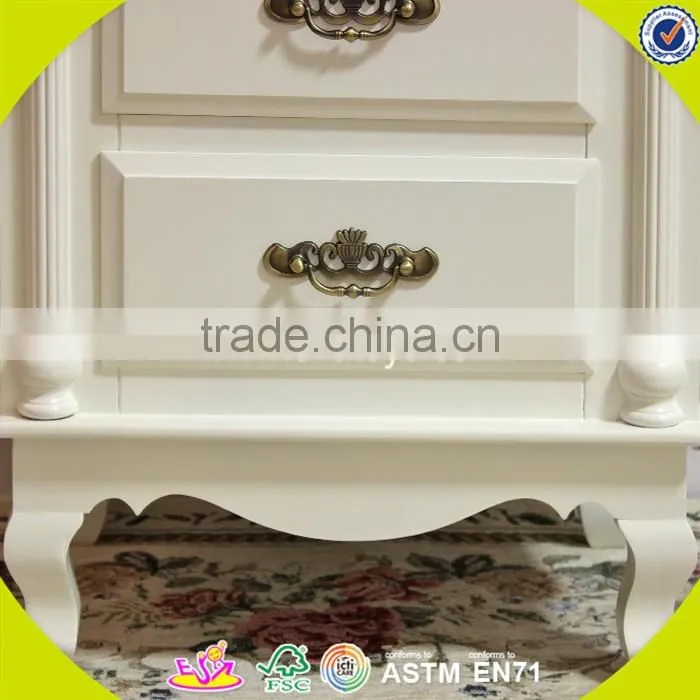 2017 New design bedroom wood cabinets high quality white wood cabinets top fashion 6 drawers wood cabinets W08H065