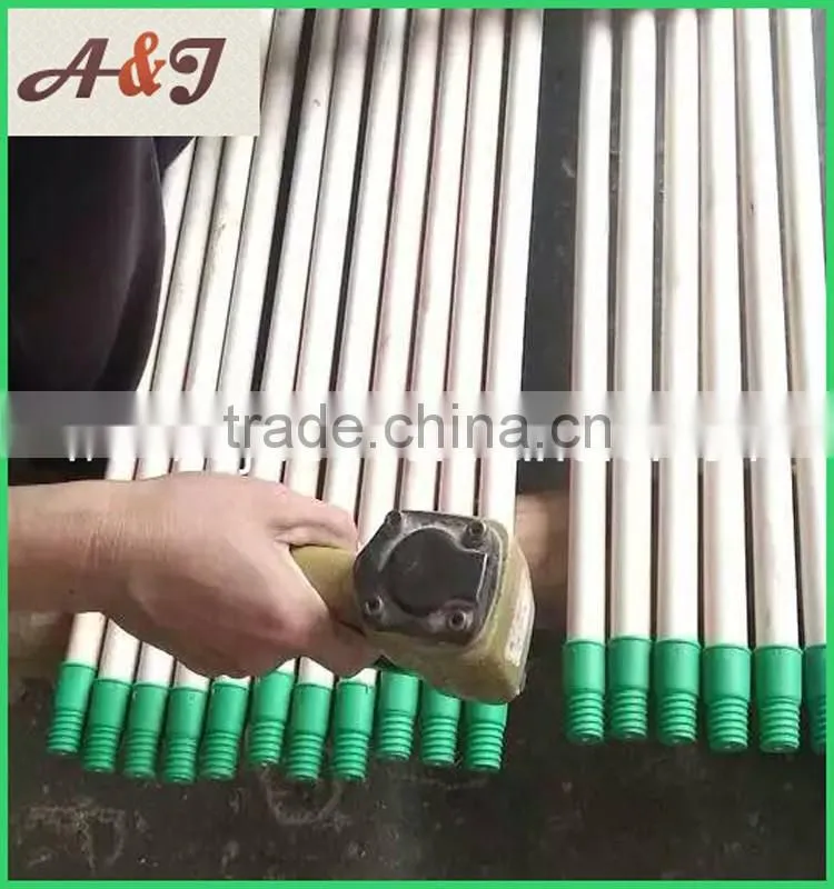 Natural Wooden Mop Handle with Plastic Italian Screw and Long Cap