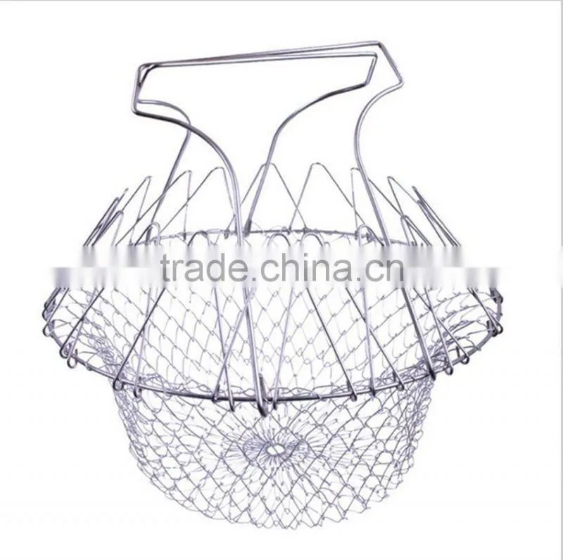 Metal Wire Strainer Mesh Collapsible Egg Basket Farm Canning Multi Purpose