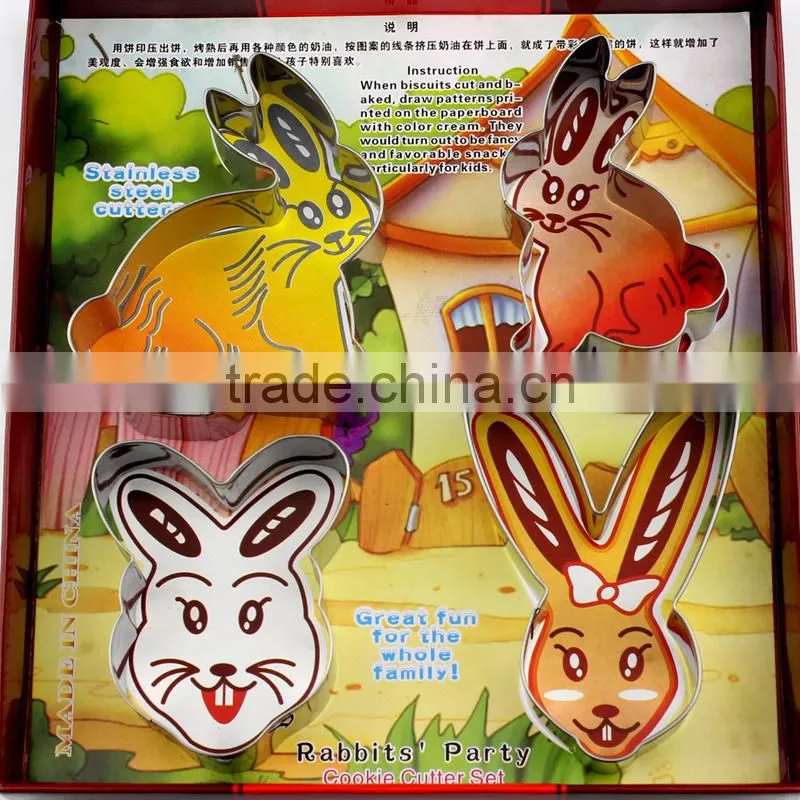 Novelty rabbit shape stainless steel cookie cutter custom mold design cookie press mold