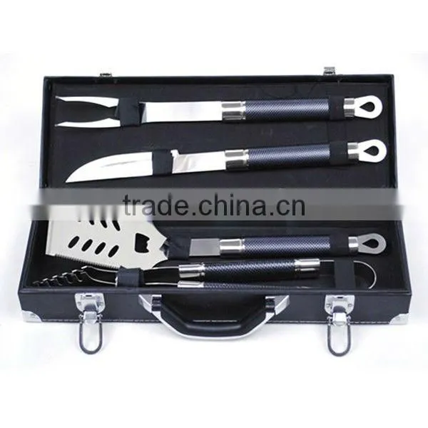 BQ-0060 / 6 pcs painting ss tube handle knife and fork bbq set
