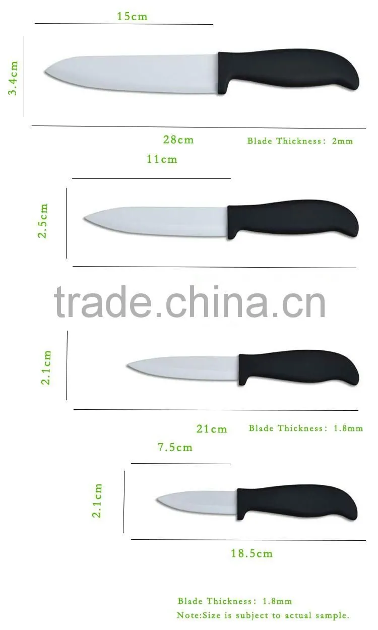 4 Pieces PP+TPR Soft Touch Handle Zirconia Ceramic Knife