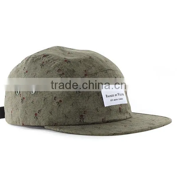 Flat brim 5 panel cap custom cheetah brim 5 panel cap wholesale