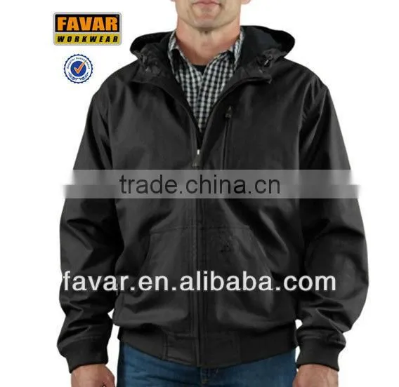 Mens Canvas Quilted Hooded Winter Worker Jacket Bomber Jacket
