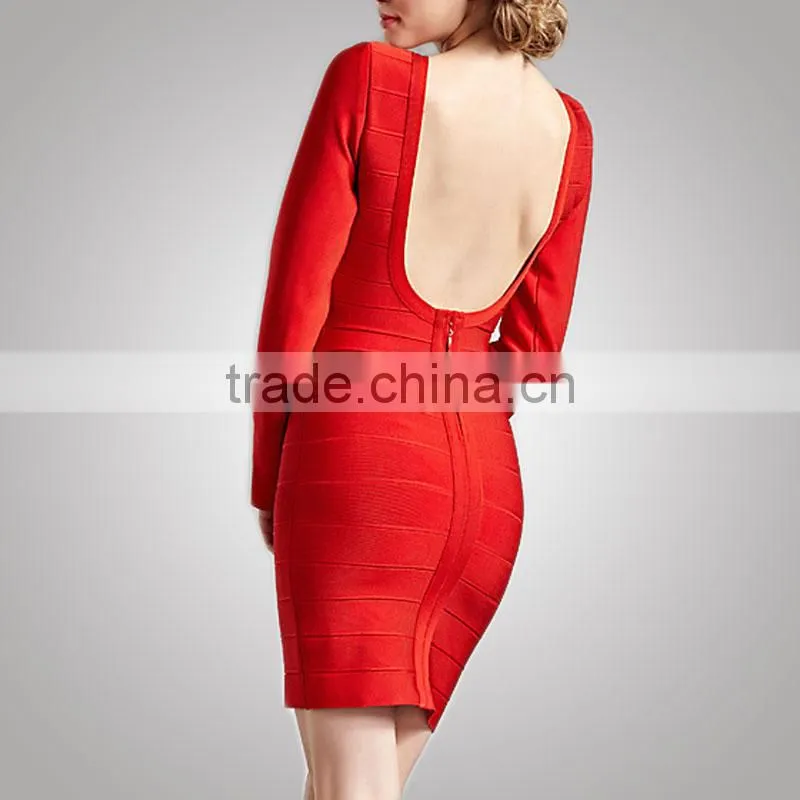 Girls Top Casual Style Office Lady Red Bandage Dress Direct Supplier