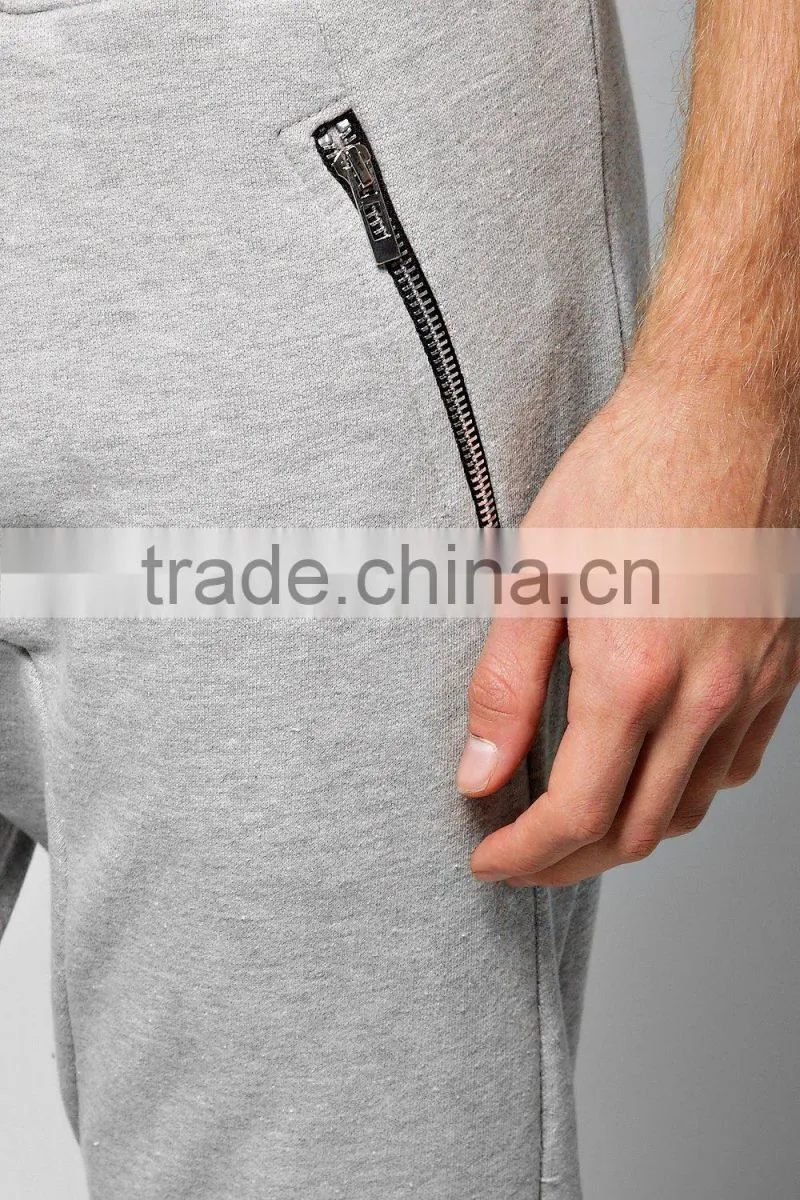 skinny fit drop crotch joggers with pockets plain men fashion trousers
