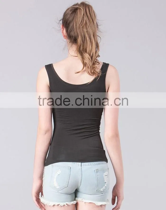Most popular slim fit black cotton blank plain ladies sexy vest wholesale
