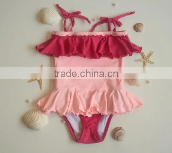 2017 Summer soft cotton boutique print young girl swimsuit pattern