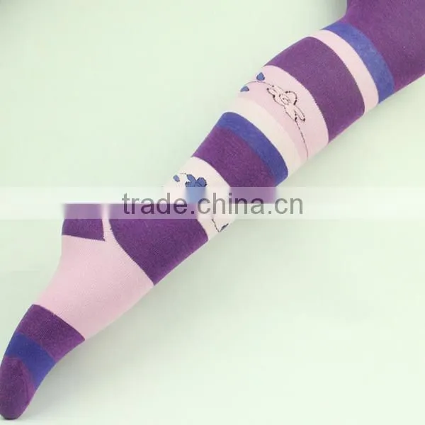 Purple Long Socks For Girl Tights Lady Strip Tight Socks