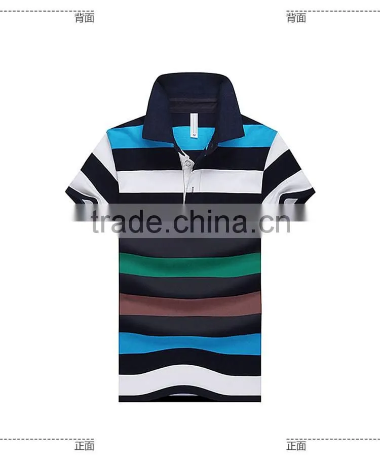 Wholesale Custom Polo T shirt 2016 New Design Cotton Short Casual Striped Slim Contrast Color Men's Polo Shirt