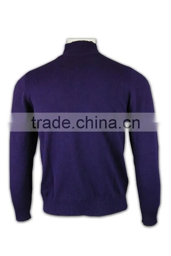 ISO9001/BSCI Manufature purple zipper mens blank wool sweater