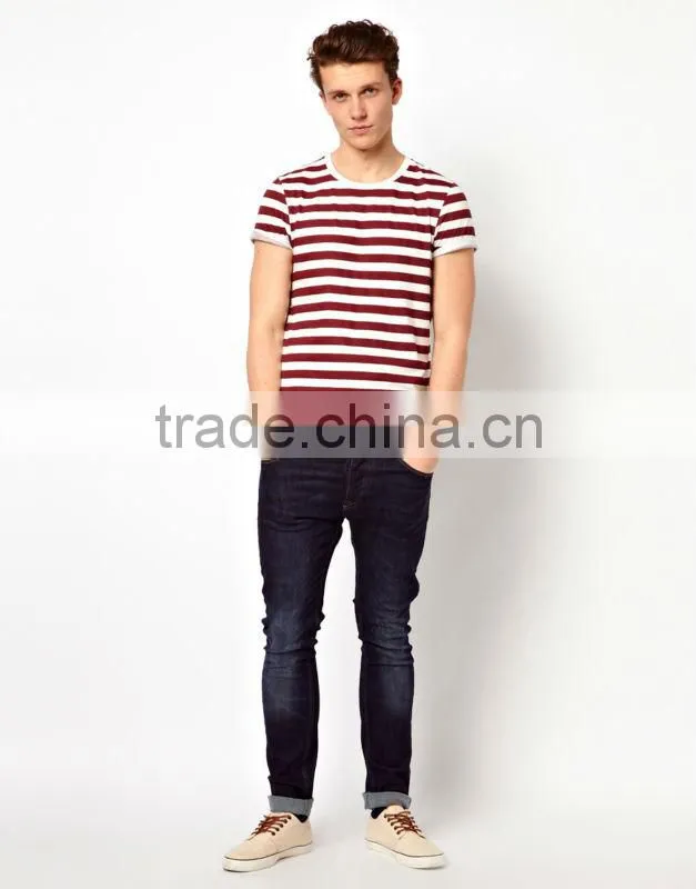 Crew Neck Stripe Tee Shirt For Men