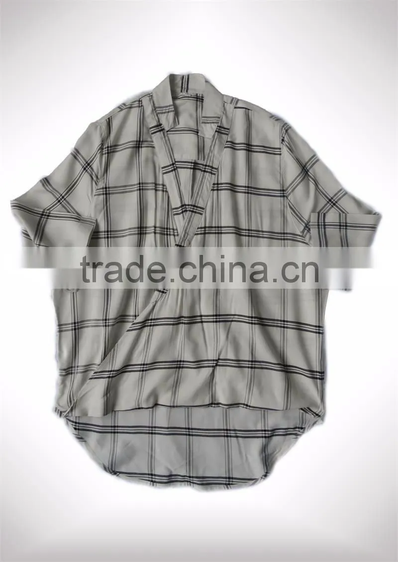 Fashion design cool plaid rayon men's shirt personalized