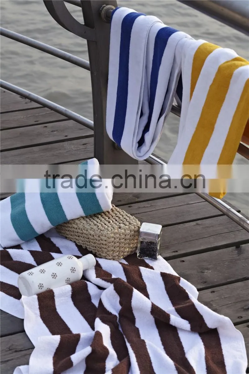 wholesale hotel all cotton yellow and white stripe Swimming towel beach towels