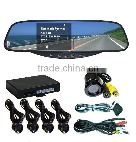 Car System Bluetooth Handsfree with 3.5 inch TFT Monitor Car Rearview Mirror Camera