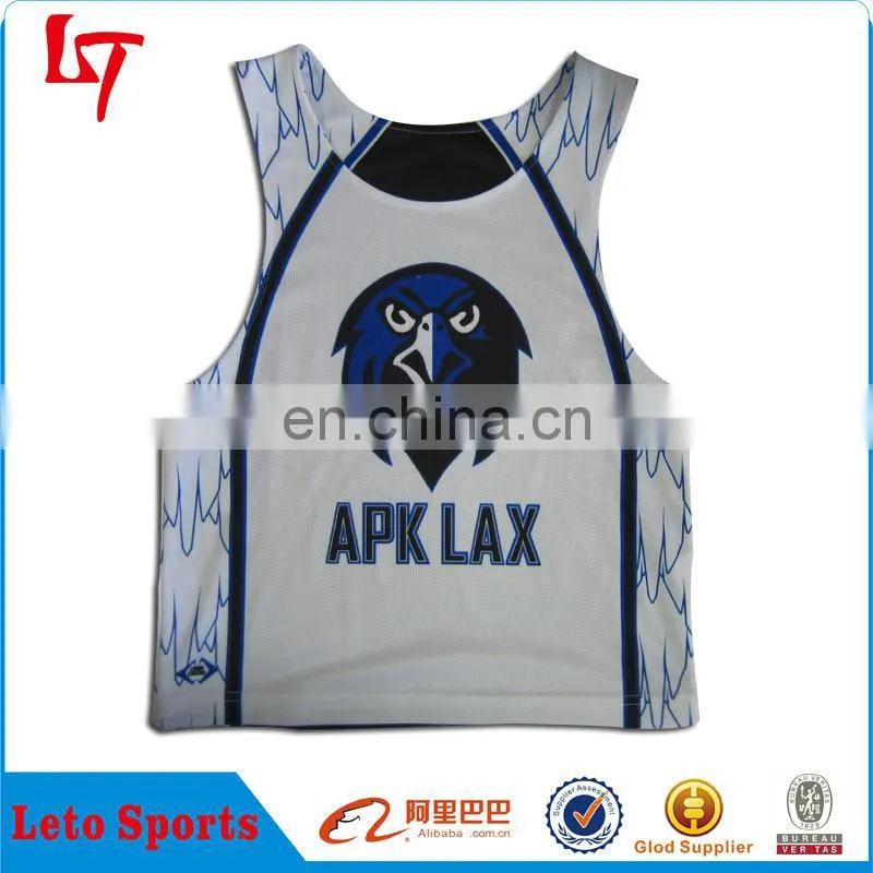 2015 fashion design sublimation reversible lacrosse jerseys/custom lacrosse shirt /shooting pinnies