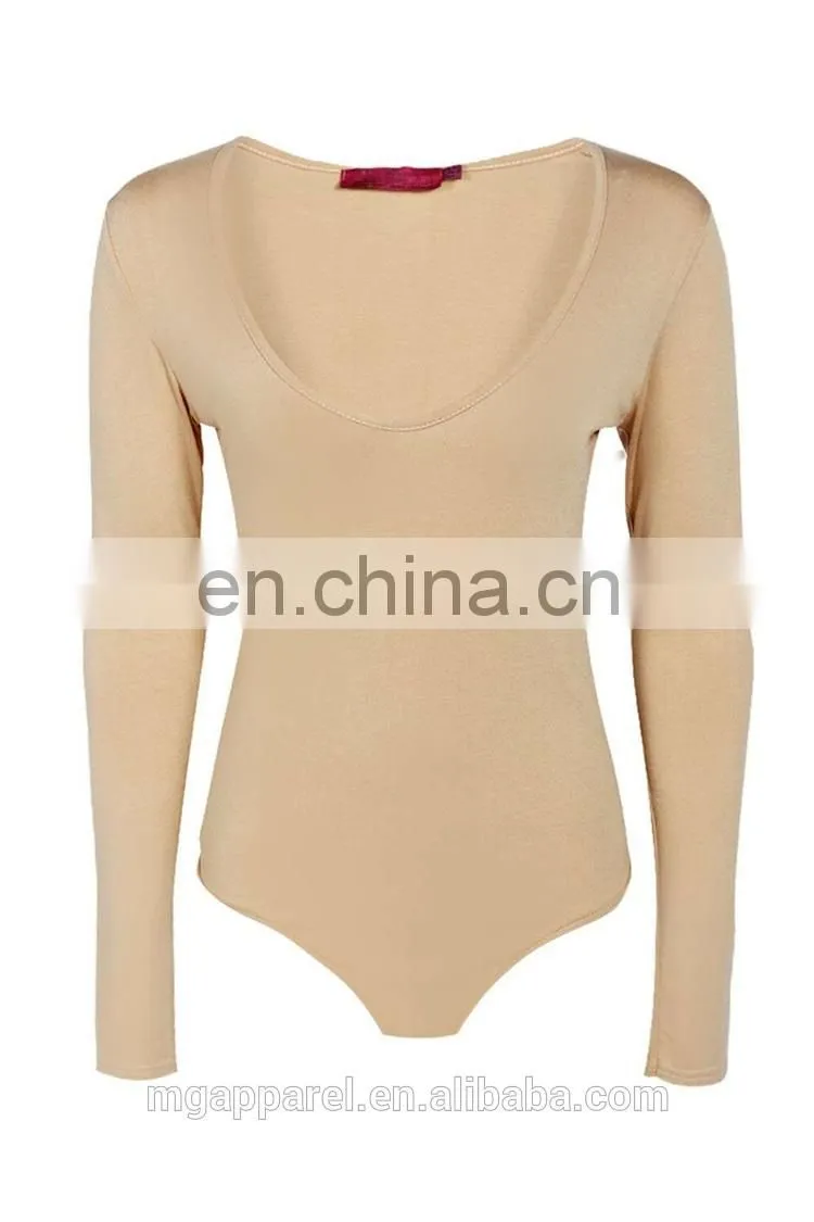 Hot selling long sleeve V neck tight woman adult bodysuit
