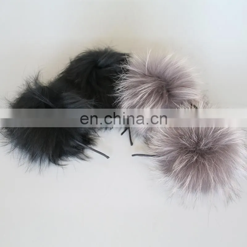 Handmade fur accessory high quality raccoon fur ball hair decoration fashion style