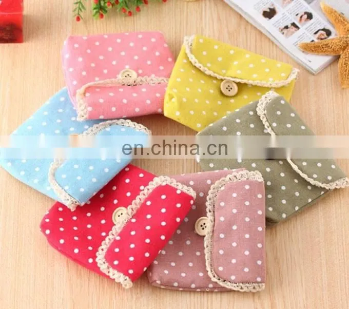 Beautiful cotton floral sanitary pad bag wholesale for girls