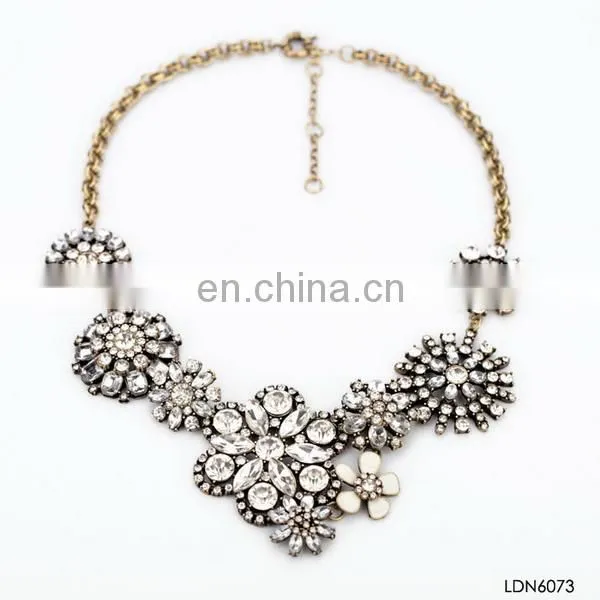 Fan pendant with hook brozen chain acrylic sheet with crystal necklace