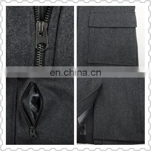 lastest fashion mens hooded woven wool fabric for winter overcoat long