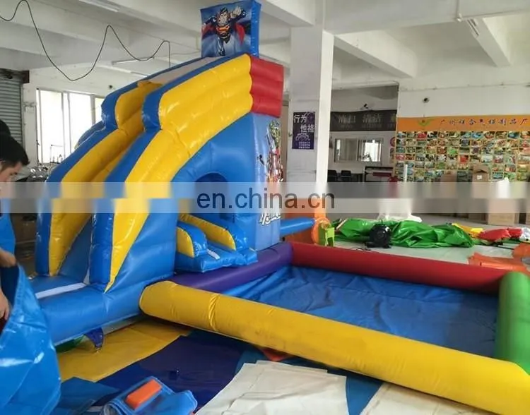 Outdoor funny Avenger inflatable corkscrew water slide with pool