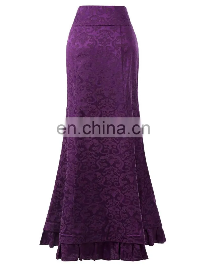 Belle Poque Women Vintage Retro Victorian Style High Stretchy Ruffled Fishtail Mermaid Long Skirt Women Sexy Skirts BP000204-4