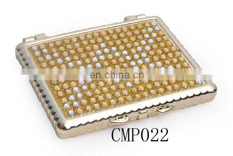 plastic cosmetic compact with crystal hot sale