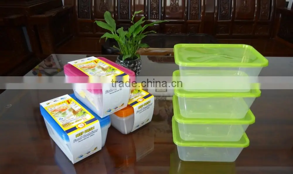 Supermarket set of 4 pcs rectangular plastic food storage container / food storage box 1000ml