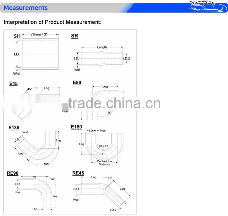 auto car parts GT elbow reducing silicone hose