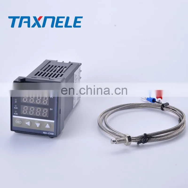 Digital PID Temperature Controller REX-C100 REX C100 thermostat with 40DA SSR Relay K Thermocouple 1m Probe RKC SSR-40DA