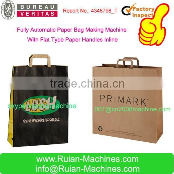 paper shopping bag making machine with flat type handles inline
